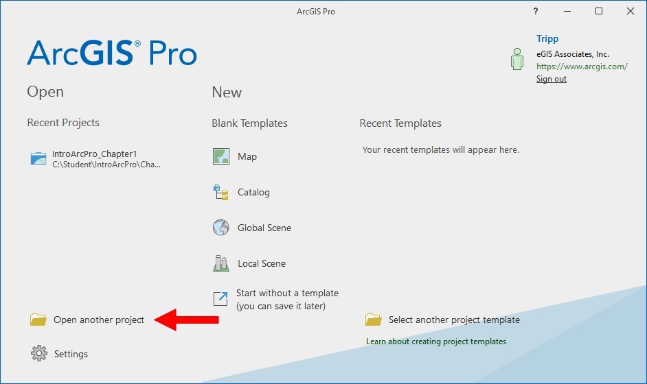صفحه شروع ArcGIS Pro