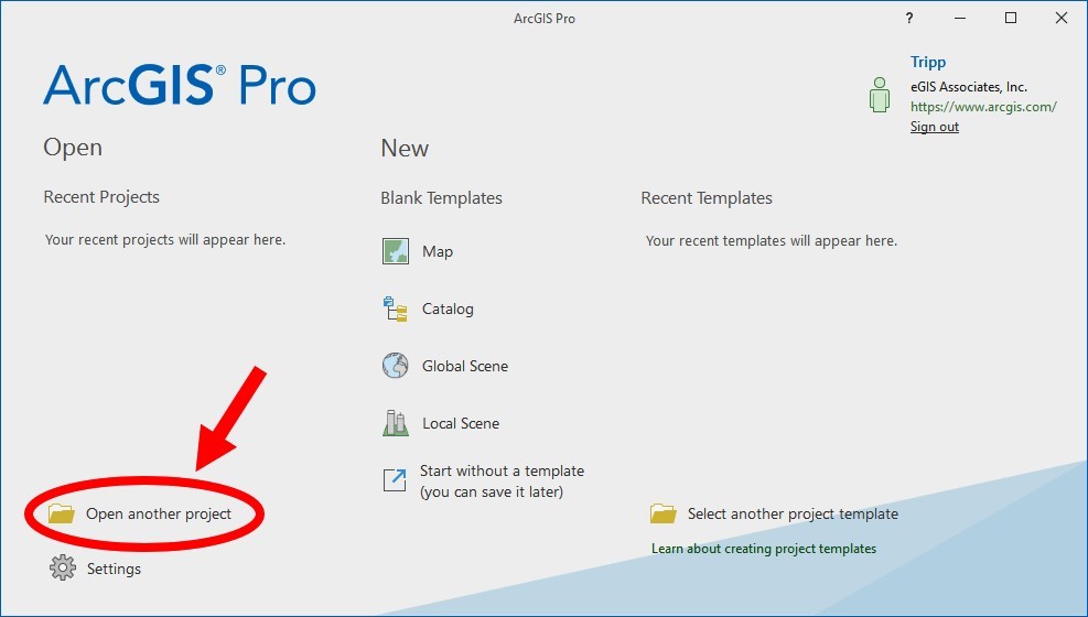 باز کردن پروژه جدید در arcgis pro