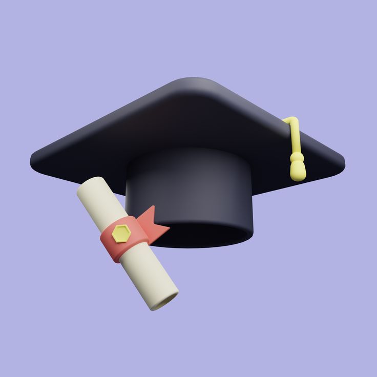 Graduation cap with diploma 3d illustration